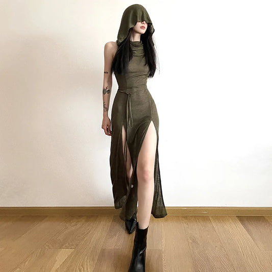 Hooded Hollow Out Dress