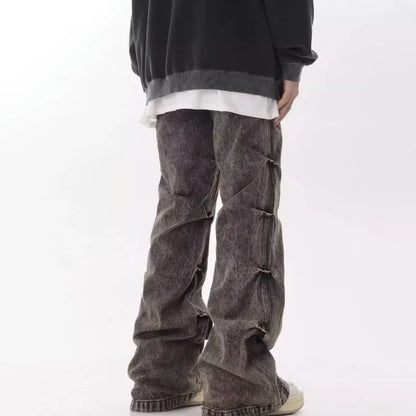 Pleated Unisex Baggy Jeans