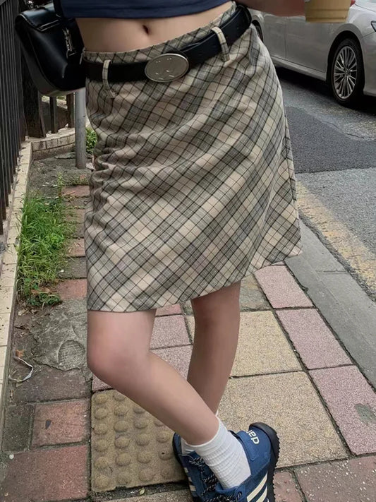 YK2 Plaid Midi Skirt