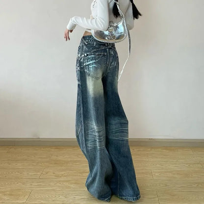 Asymmetrical Waist Baggy Jeans