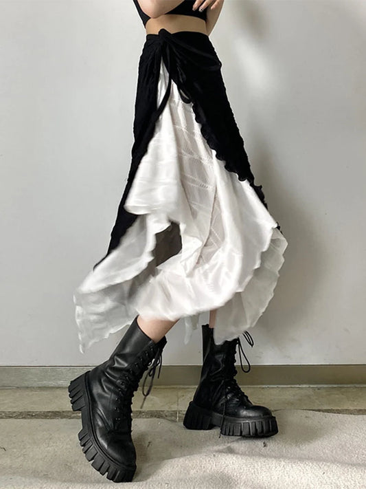 Irregular Spliced Mori Girl Skirt