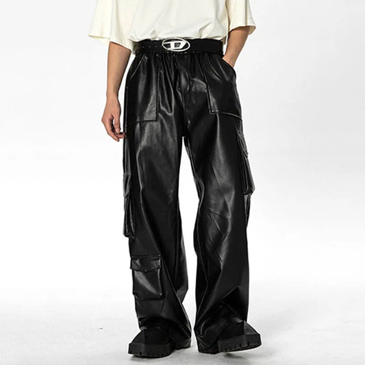 Multi-Pocket PU Leather Pants