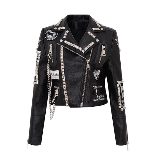 Motorcycle Punk Rock PU Leather Jacket