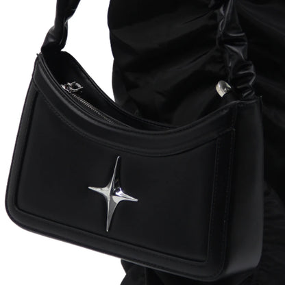 Pleated Star Black Handbag