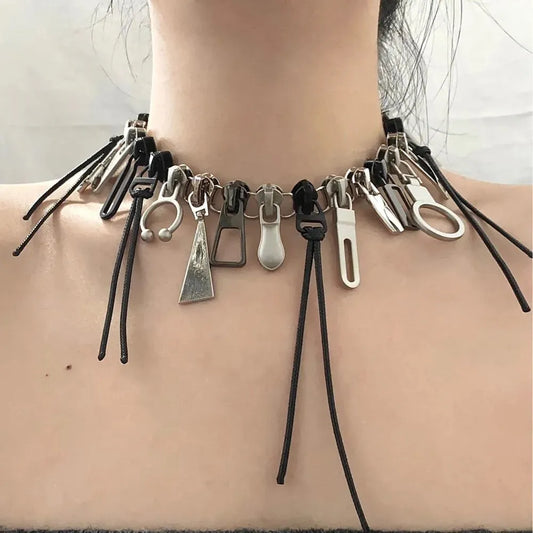 Cyber Punk Zipper Necklace
