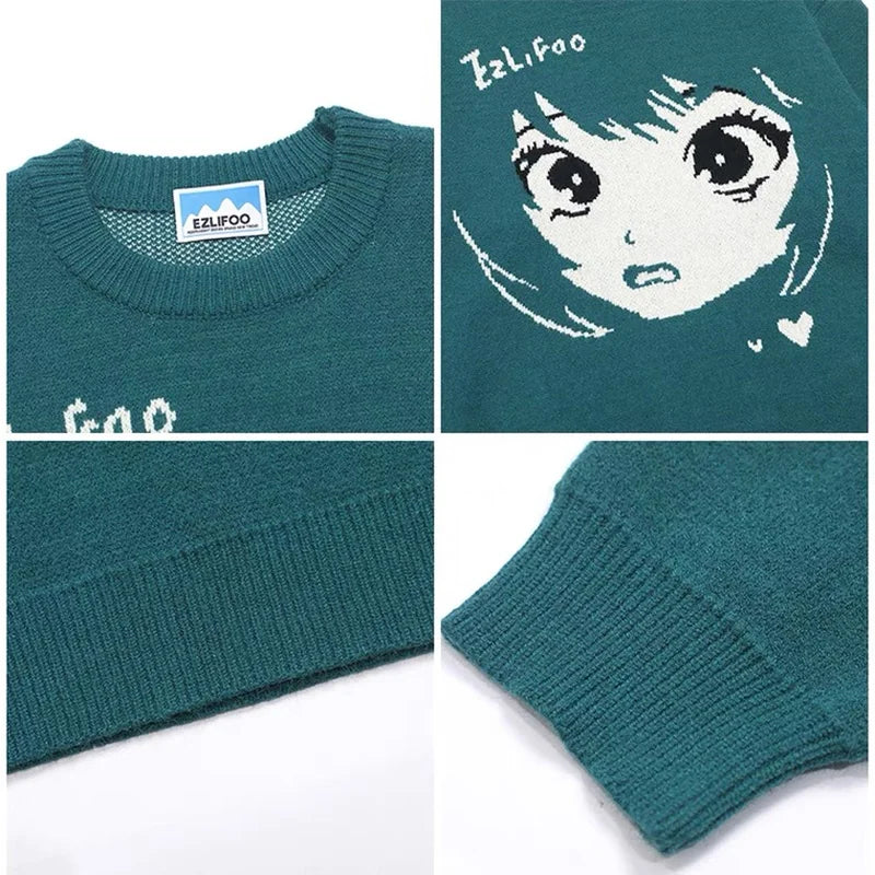 Oversized Anime Long Sleeve Pullover