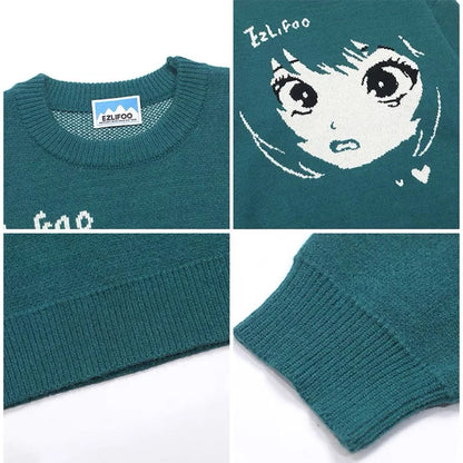 Oversized Anime Long Sleeve Pullover