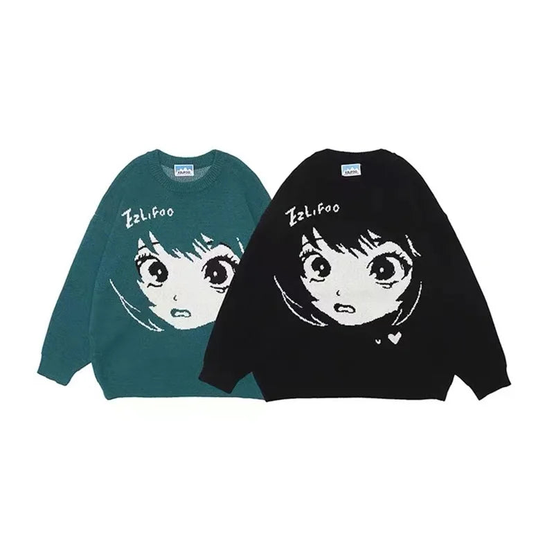 Oversized Anime Long Sleeve Pullover