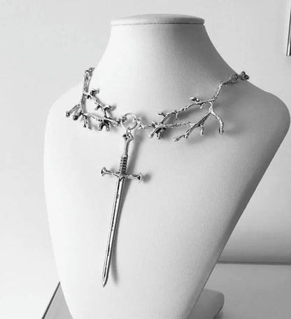 Tree Branch Sword Pendant Necklace