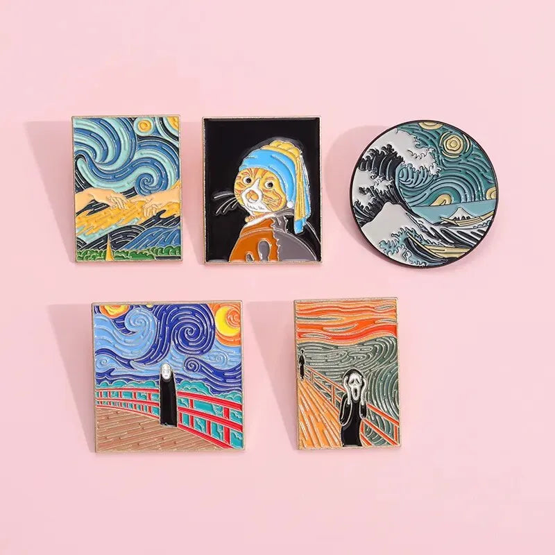 Famous Oil Painting Enamel Pins