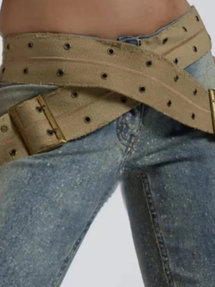 Canvas Belt Pencil Jeans