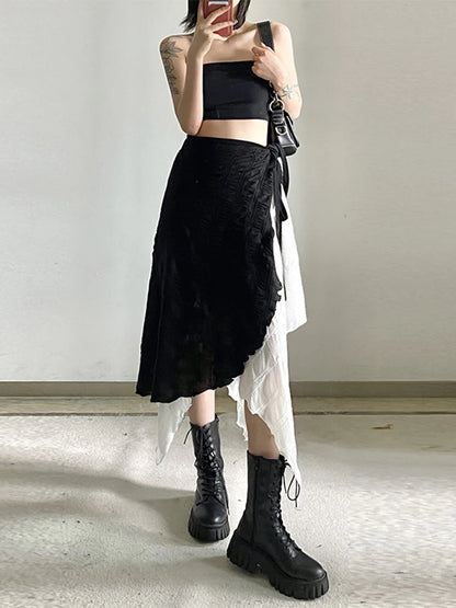 Irregular Spliced Mori Girl Skirt