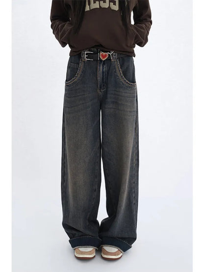 High Waist Straight Grunge Baggy Jeans