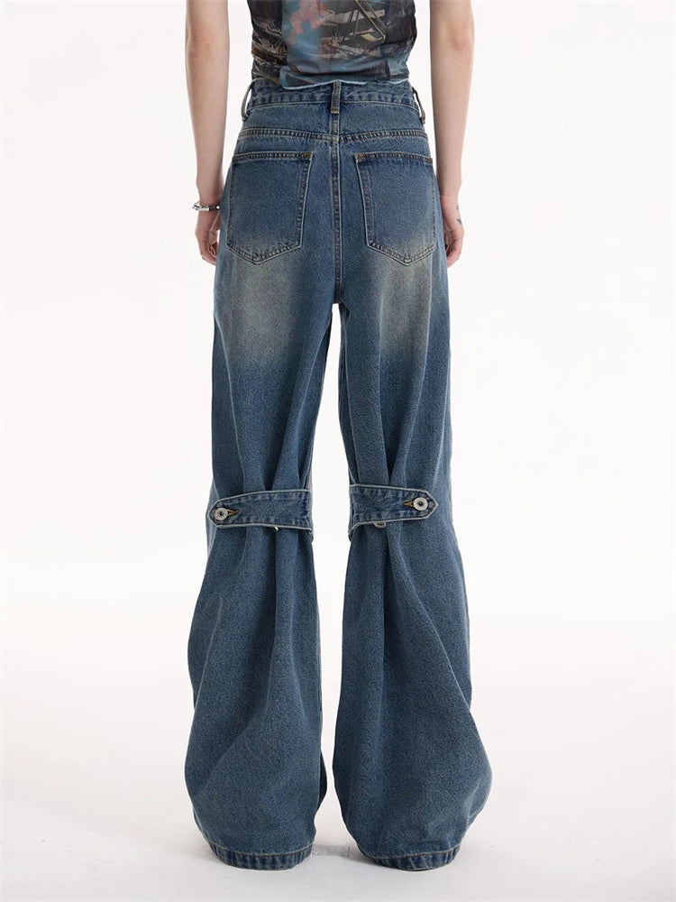 High Waist Wide Leg Denim Jeans