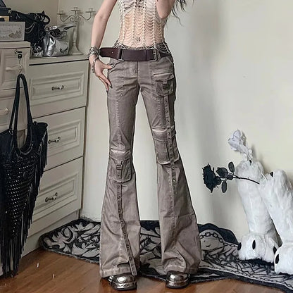 Grunge Low Waist Flare Pants