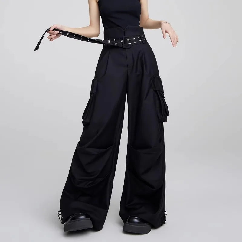 High Wide Leg Straight Cargo Pants