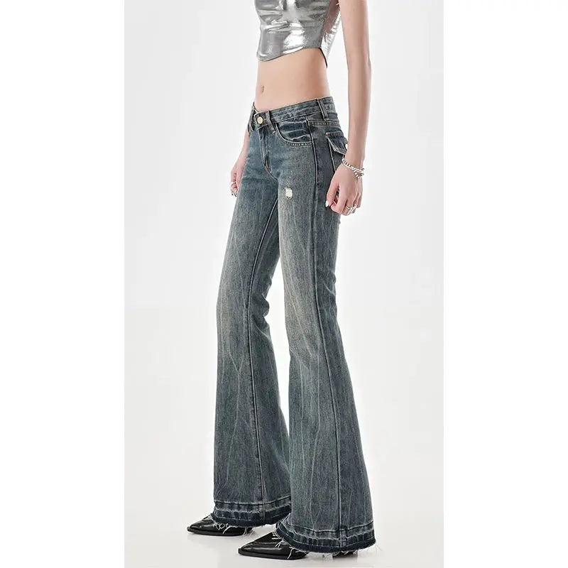 Low Waist Tube Micro Flare Jeans