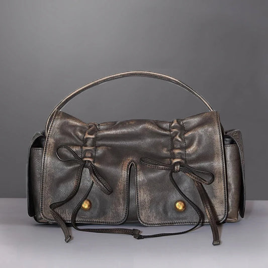 Distressed Moto Leather Handbag