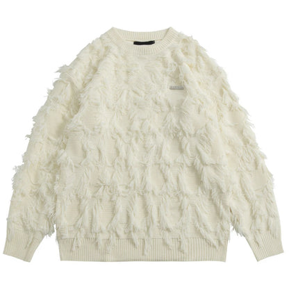 Y2K Distressed Tassel Sweater