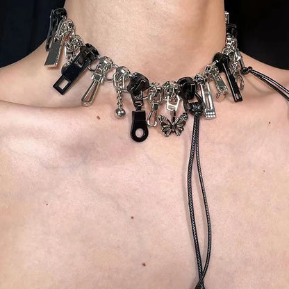 Cyber Punk Zipper Necklace