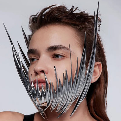 CyberPunk Silver Spike Mask