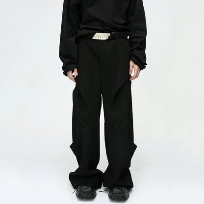 Pleated Splice Baggy Pants