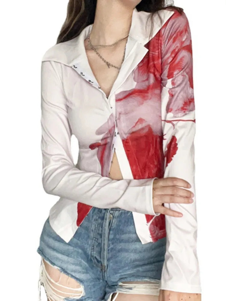 Tie Dye Print Irregular Long Sleeve