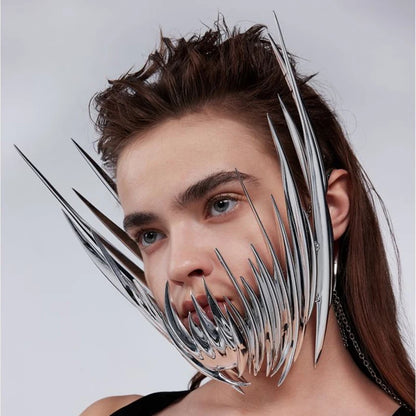 CyberPunk Silver Spike Mask