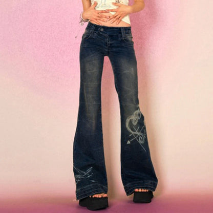 Grunge Skinny Low Rise Flared Jeans