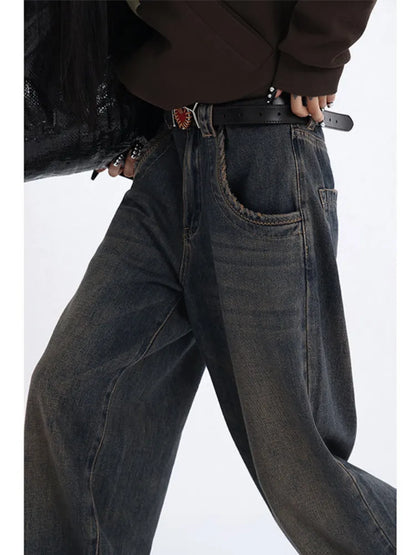 High Waist Straight Grunge Baggy Jeans