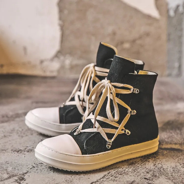 Canvas Lace-up Zipper Sneakers