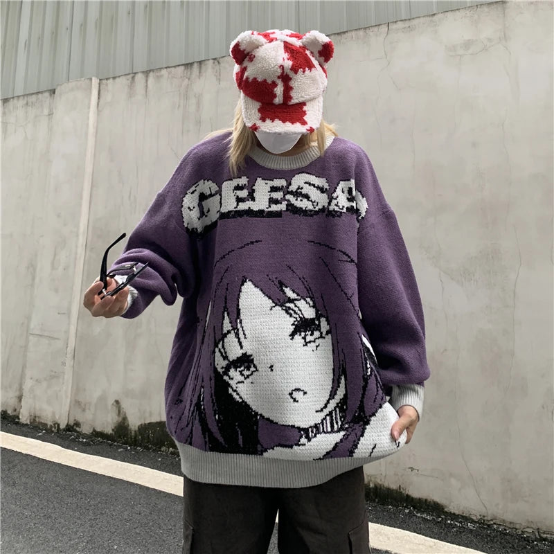 Oversized Japanese Anime Girl Sweater