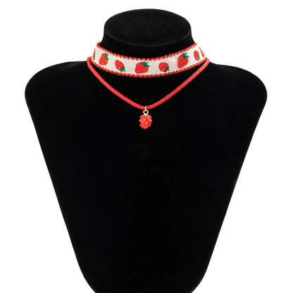 Velvet Exquisite Small Strawberry Choker