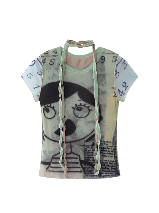 Cotton Graphic Kawaii Crop Top