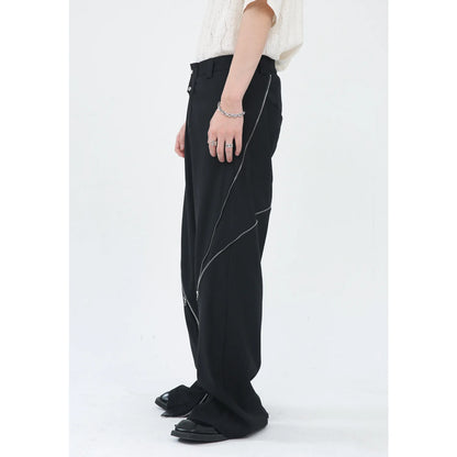 Zipper Straight-Leg Pants