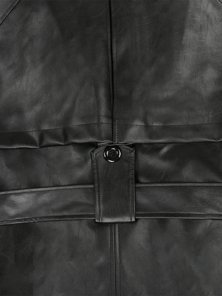 Punk Long Leather Trench Coat