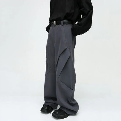 Pleated Splice Baggy Pants