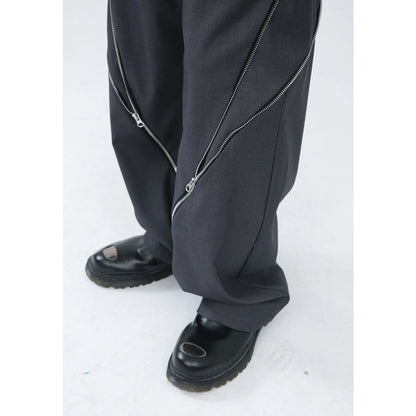 Zipper Straight-Leg Pants