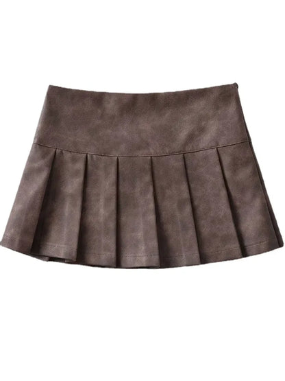 Mid Waist Pleated Mini Skirt