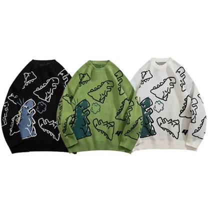 Dinosaur Cartoon Oversized Sweater