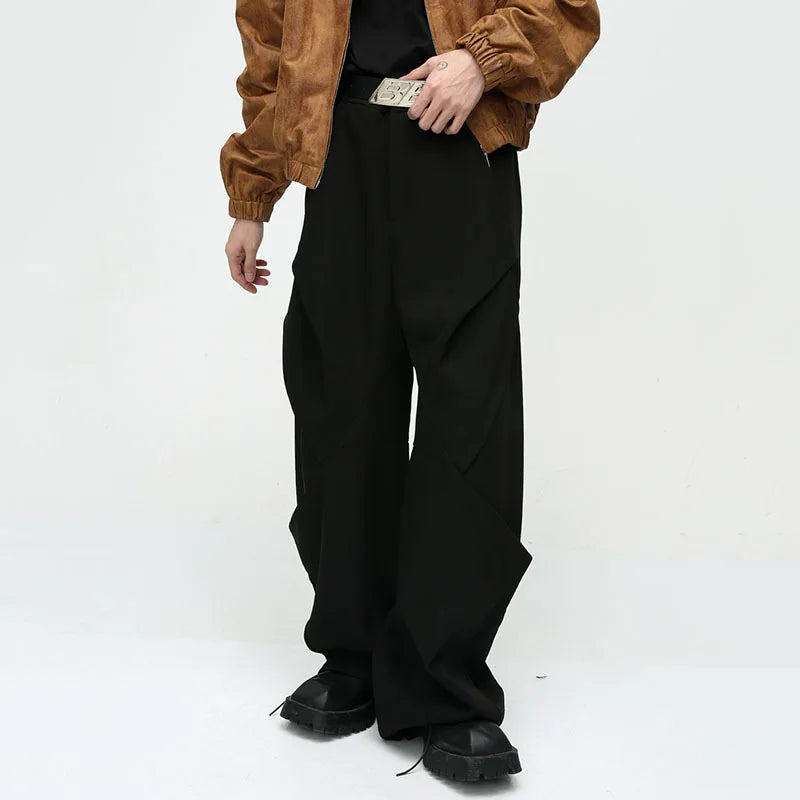 Pleated Splice Baggy Pants