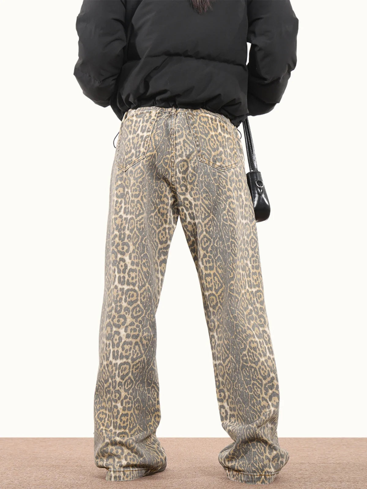 Leopard Wash  Loose Jeans