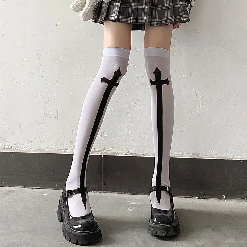 Black Long Cross Socks