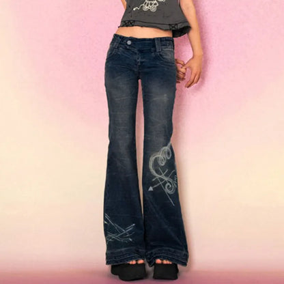 Grunge Skinny Low Rise Flared Jeans