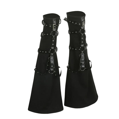 Black Metal Buckle Leg Warmers