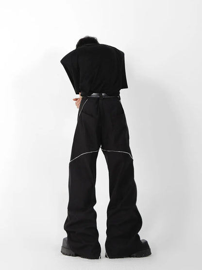 Zipper Straight-Leg Pants