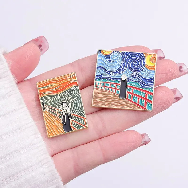 Famous Oil Painting Enamel Pins