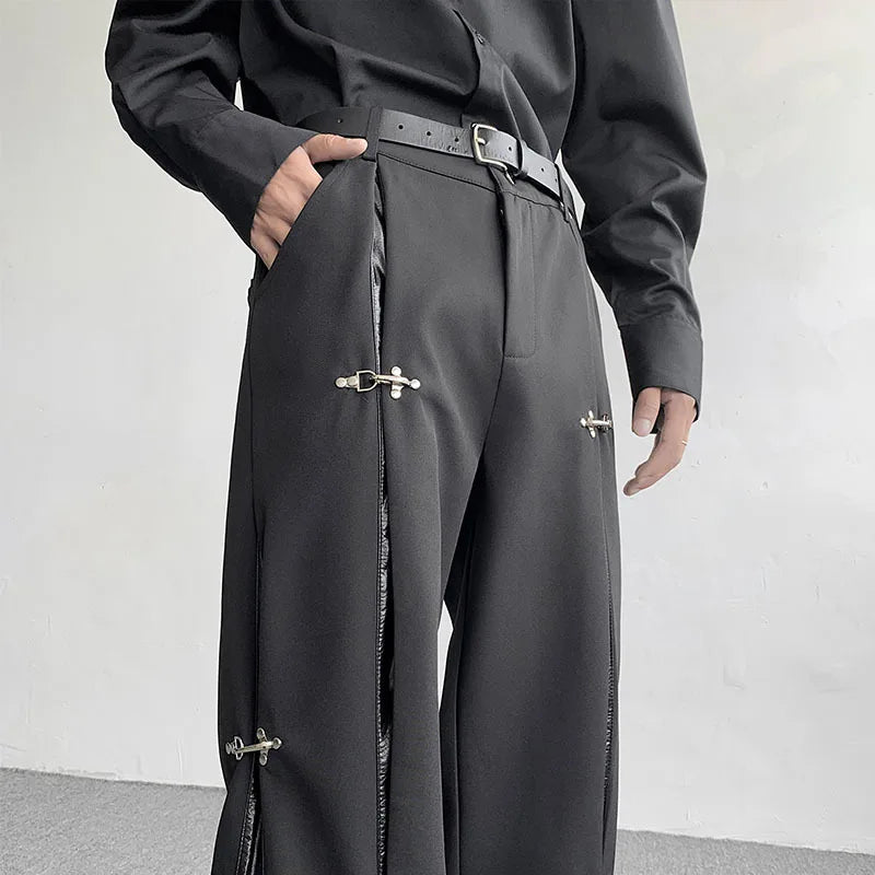 Metal Buckle Splicing Trousers