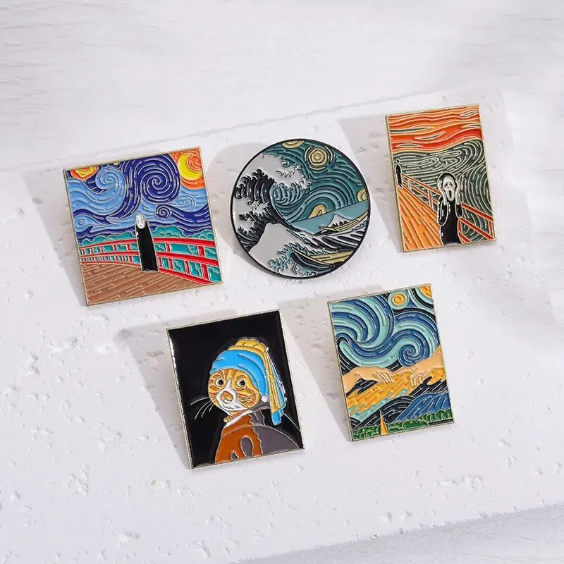 Famous Oil Painting Enamel Pins