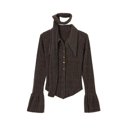 Grunge Knit Scarf Cardigan